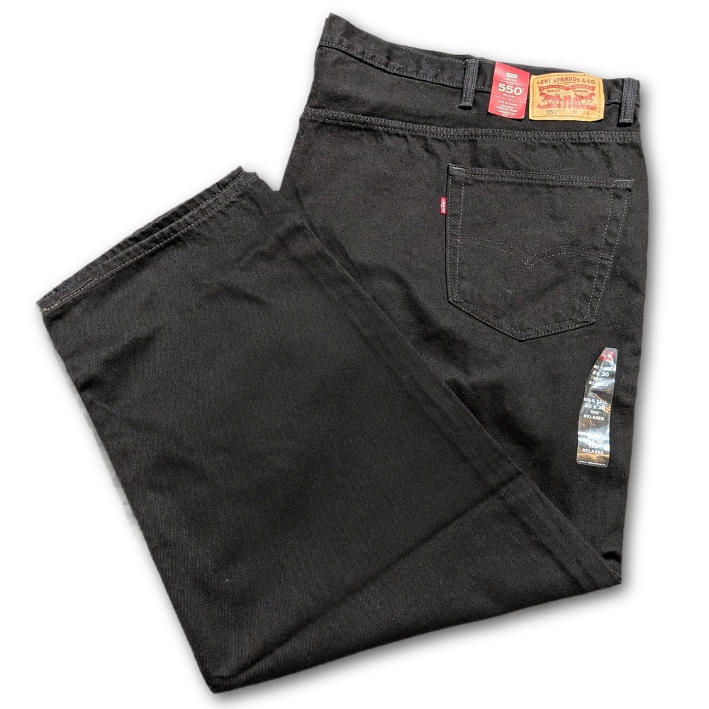 Levi's Mens 60x30 Jeans 550 Black Relaxed Big & Tall 100% Cotton Denim Pockets